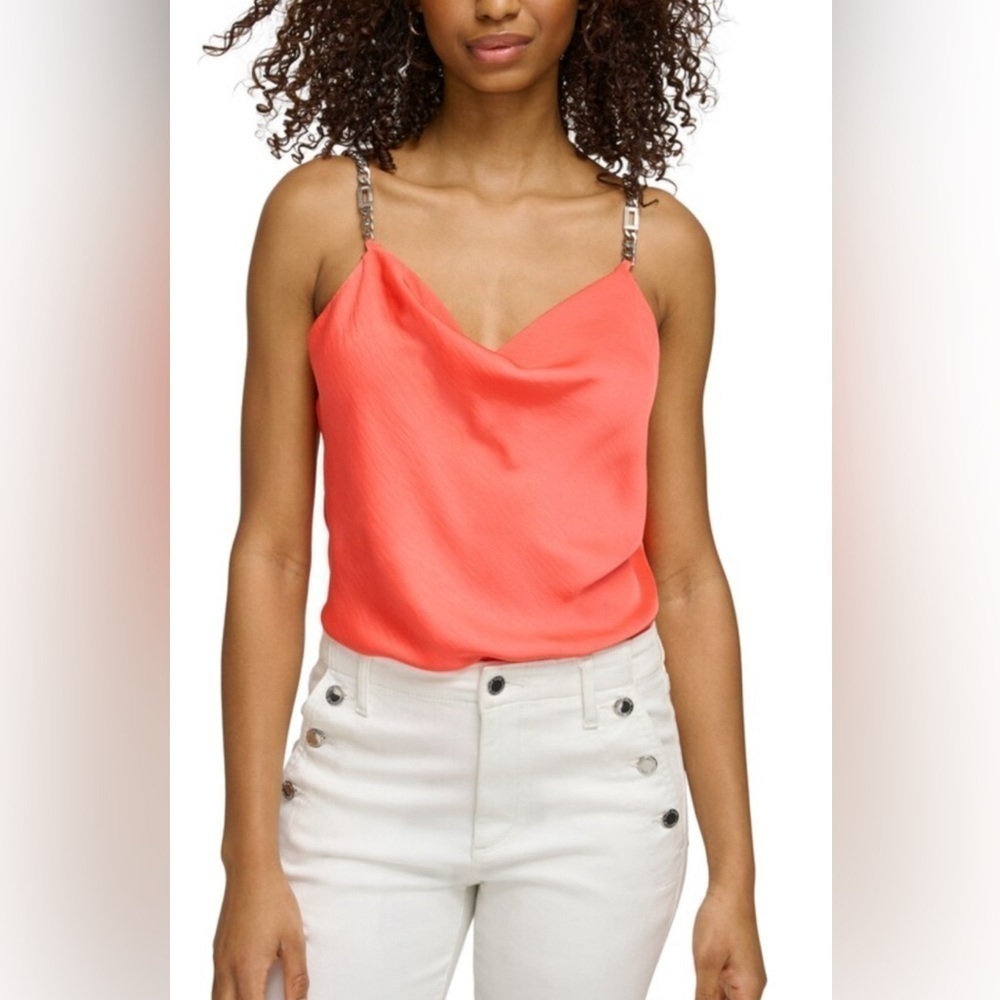 Karl Lagerfeld Embellished Cowl Neck Tank
